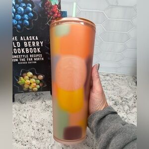 Starbucks 2024 Multicolor Patterned Peach Coral Soft Touch Target Tumbler. NWT.